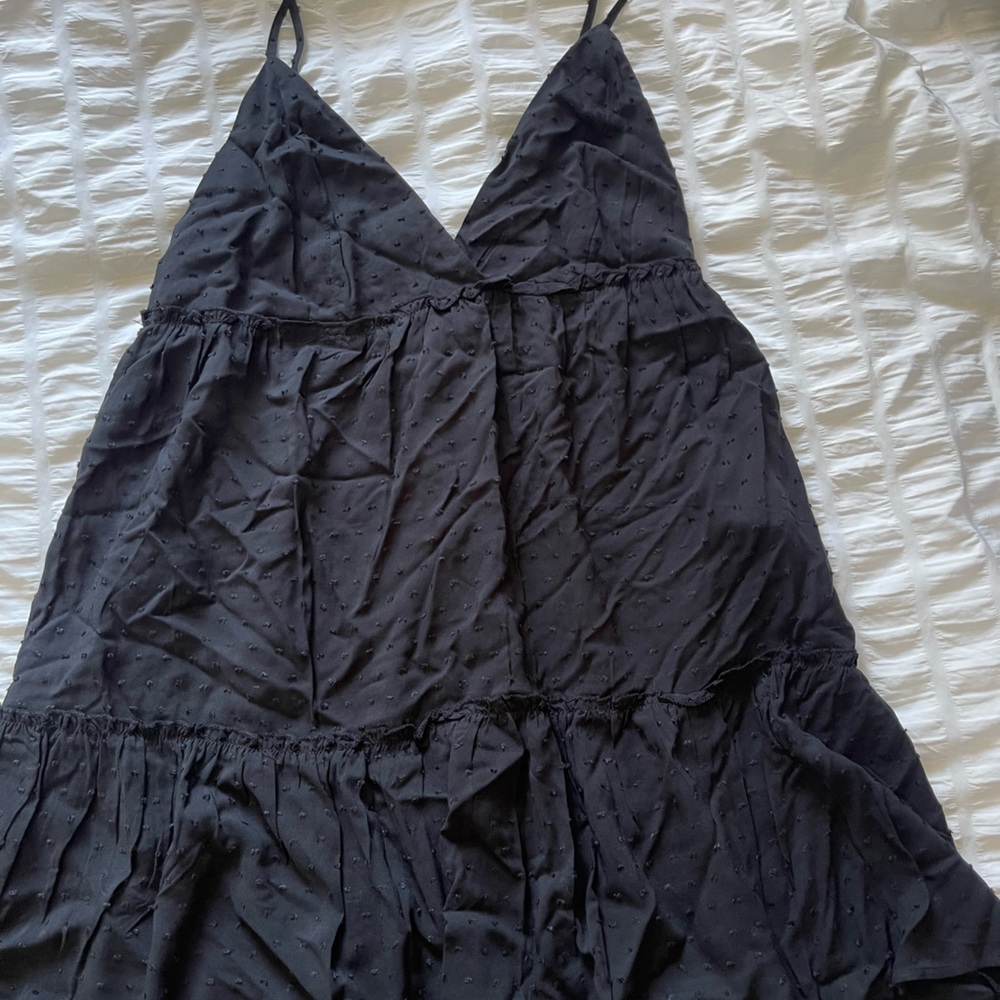 black forever 21 plunging cami mini dress